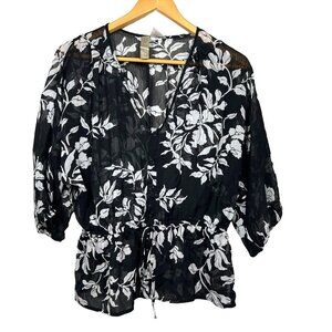 Lola Collection Sheer Floral Blouse - Medium